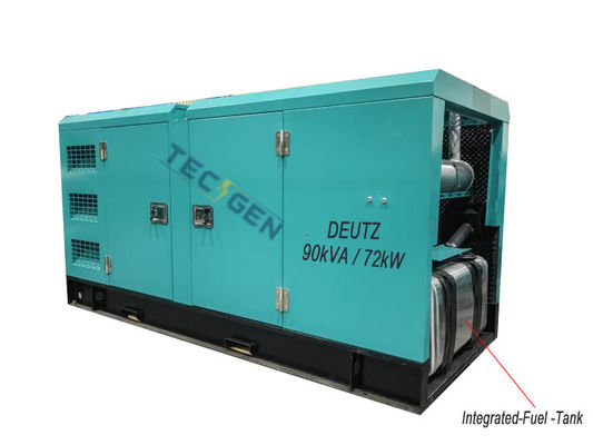 90kva Deutz Soundproof Diesel Generator Set Equipped With Integrated Fuel Tank